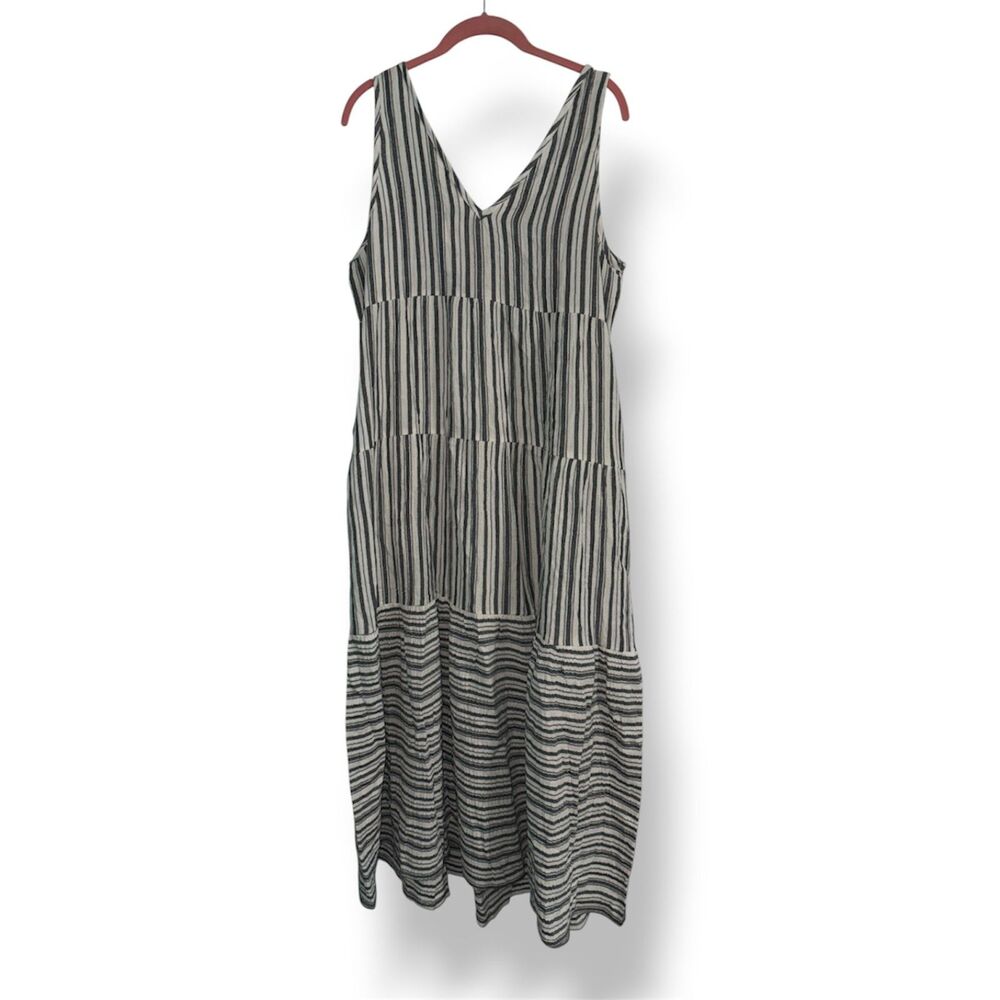 Corinne Maxi Layer Dress NWT | Size L | Black White Stripe